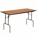 Correll 30'' x 96'' Medium Oak Solid High Pressure Heavy Duty Folding Table with Plywood Core 384PC3096P06